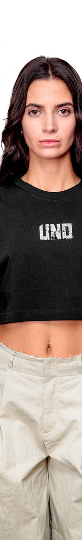 Anthracite Cotton Top Crop T-Shirt UNO