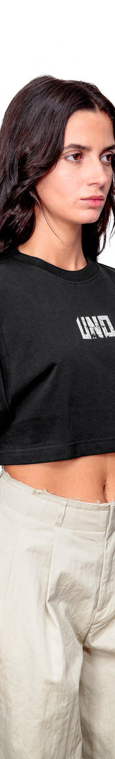 Anthracite Cotton Top Crop T-Shirt UNO
