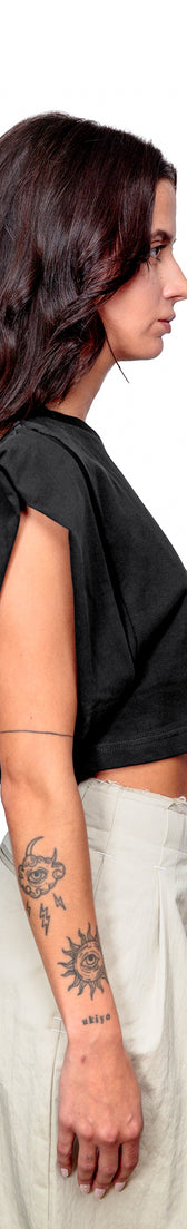 Anthracite Cotton Top Crop T-Shirt UNO