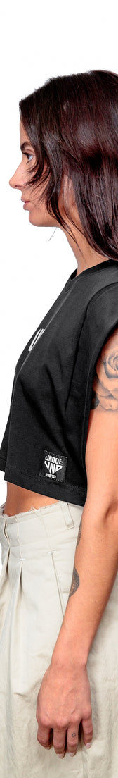 Anthracite Cotton Top Crop T-Shirt UNO