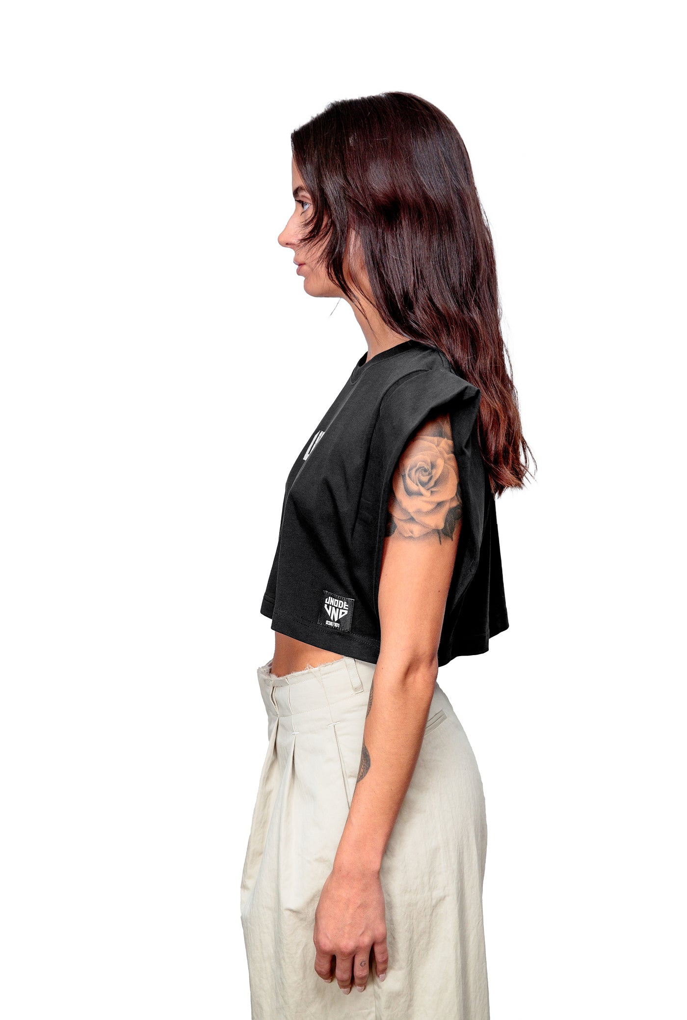 Anthracite Cotton Top Crop T-Shirt UNO