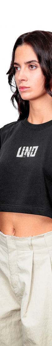 Anthracite Cotton Top Crop T-Shirt UNO