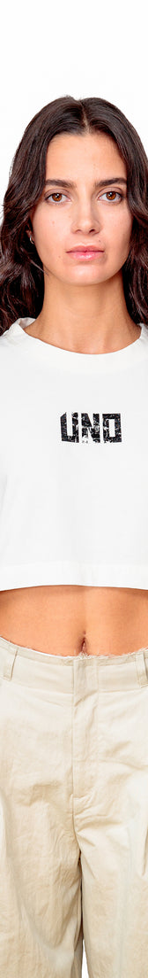 Off-White Cotton Crop Top Logo