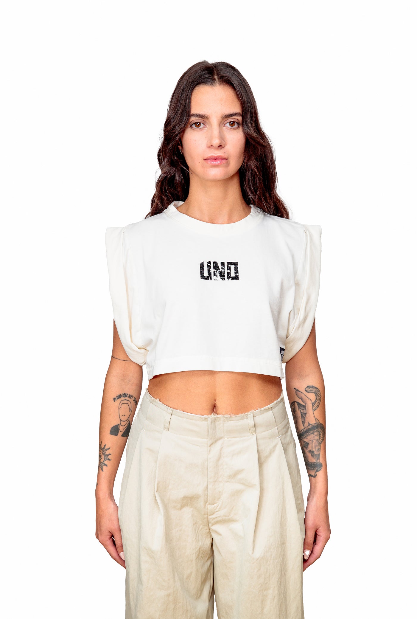 Off-White Cotton Crop Top Logo
