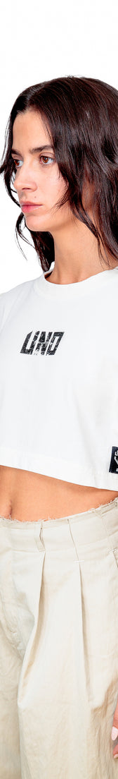 Off-White Cotton Crop Top Logo