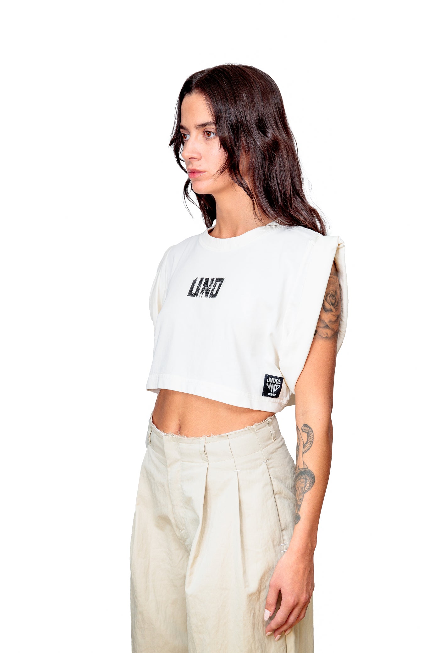 Off-White Cotton Crop Top Logo