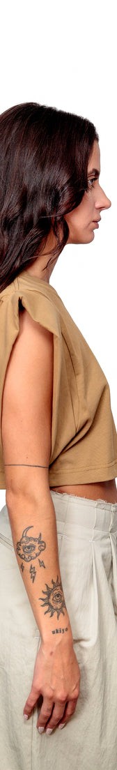 Camel Cotton Crop Top Logo