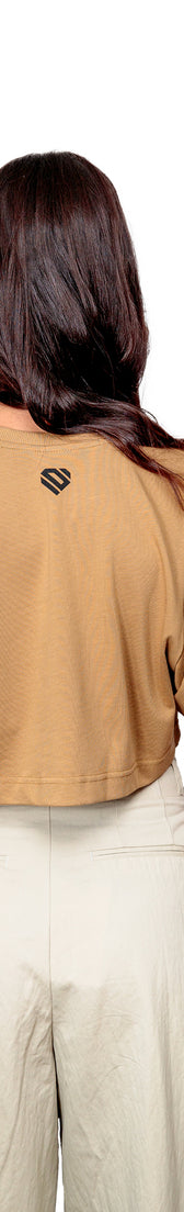 Camel Cotton Crop Top Logo