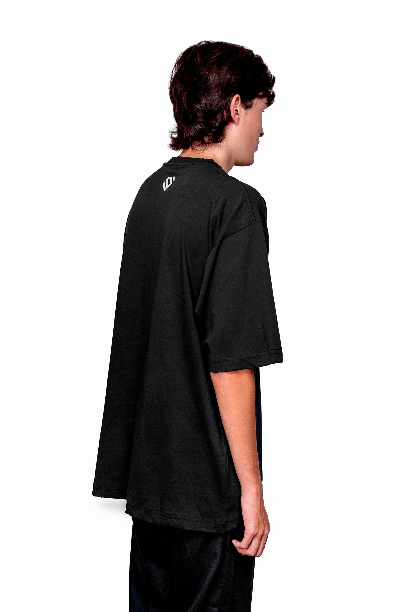 Anthracite Cotton White Printed Oversize T-Shirt