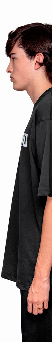 Anthracite Cotton White Printed Oversize T-Shirt