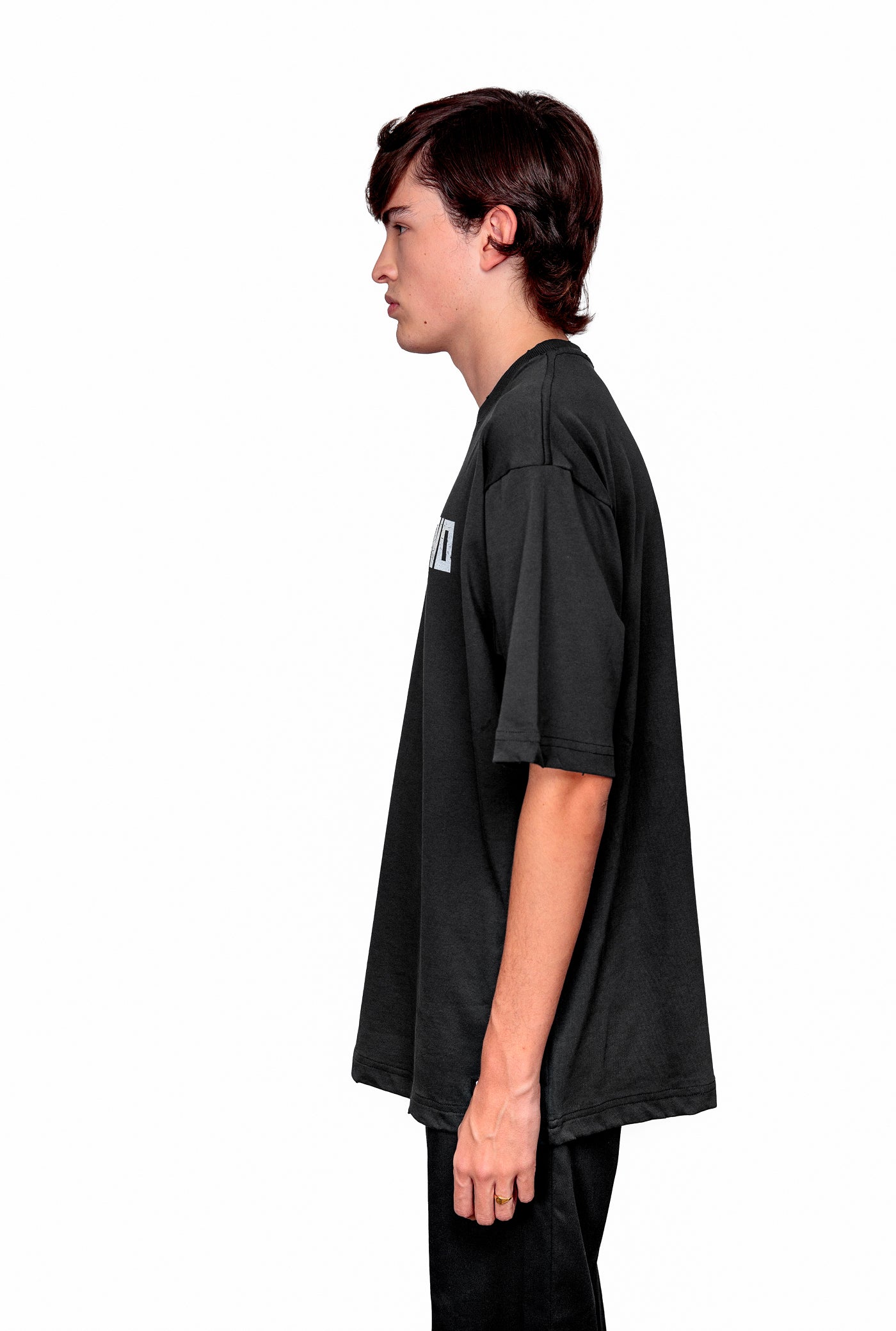 Anthracite Cotton White Printed Oversize T-Shirt