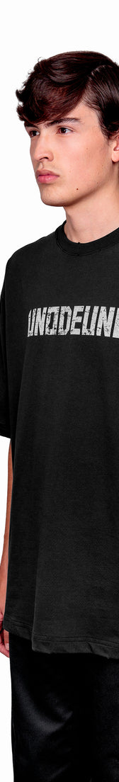 Anthracite Cotton White Printed Oversize T-Shirt