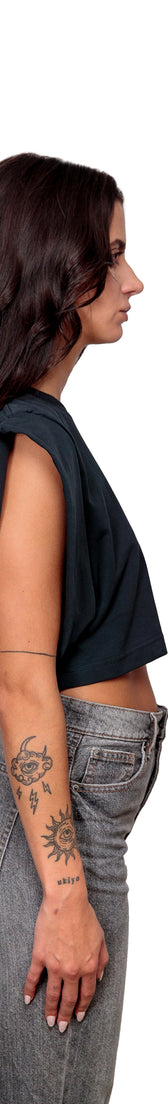 Anthracite Cotton Top Crop T-Shirt