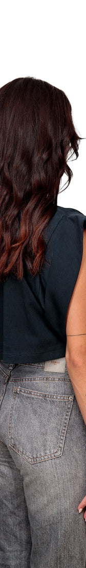 Anthracite Cotton Top Crop T-Shirt