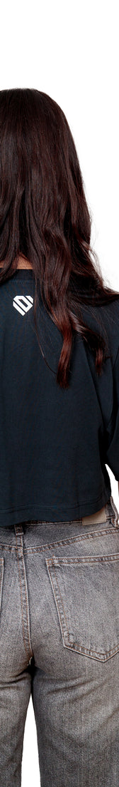 Anthracite Cotton Top Crop T-Shirt