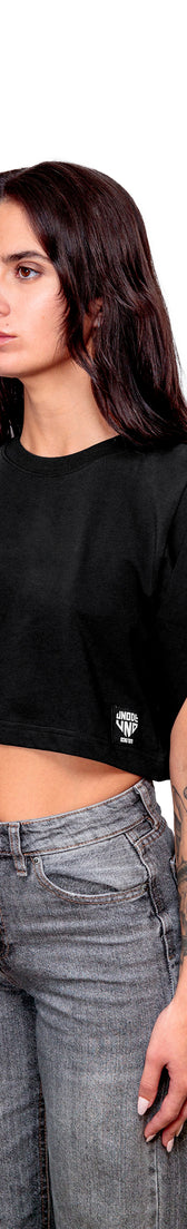 Anthracite Cotton Top Crop T-Shirt