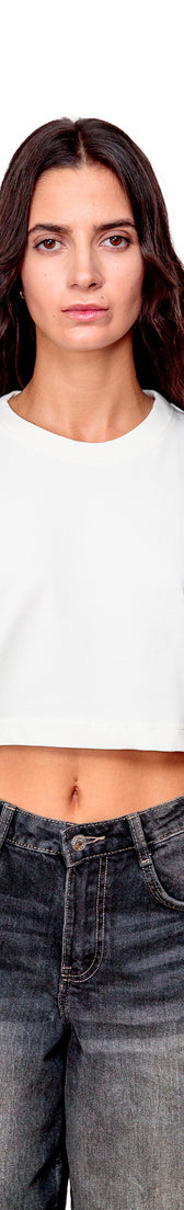 Off-white Cotton Top Crop T-Shirt