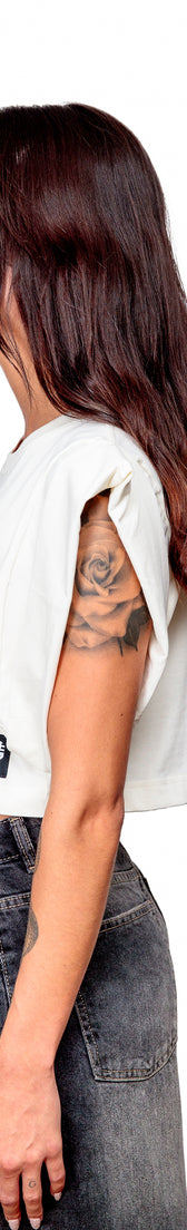 Off-white Cotton Top Crop T-Shirt