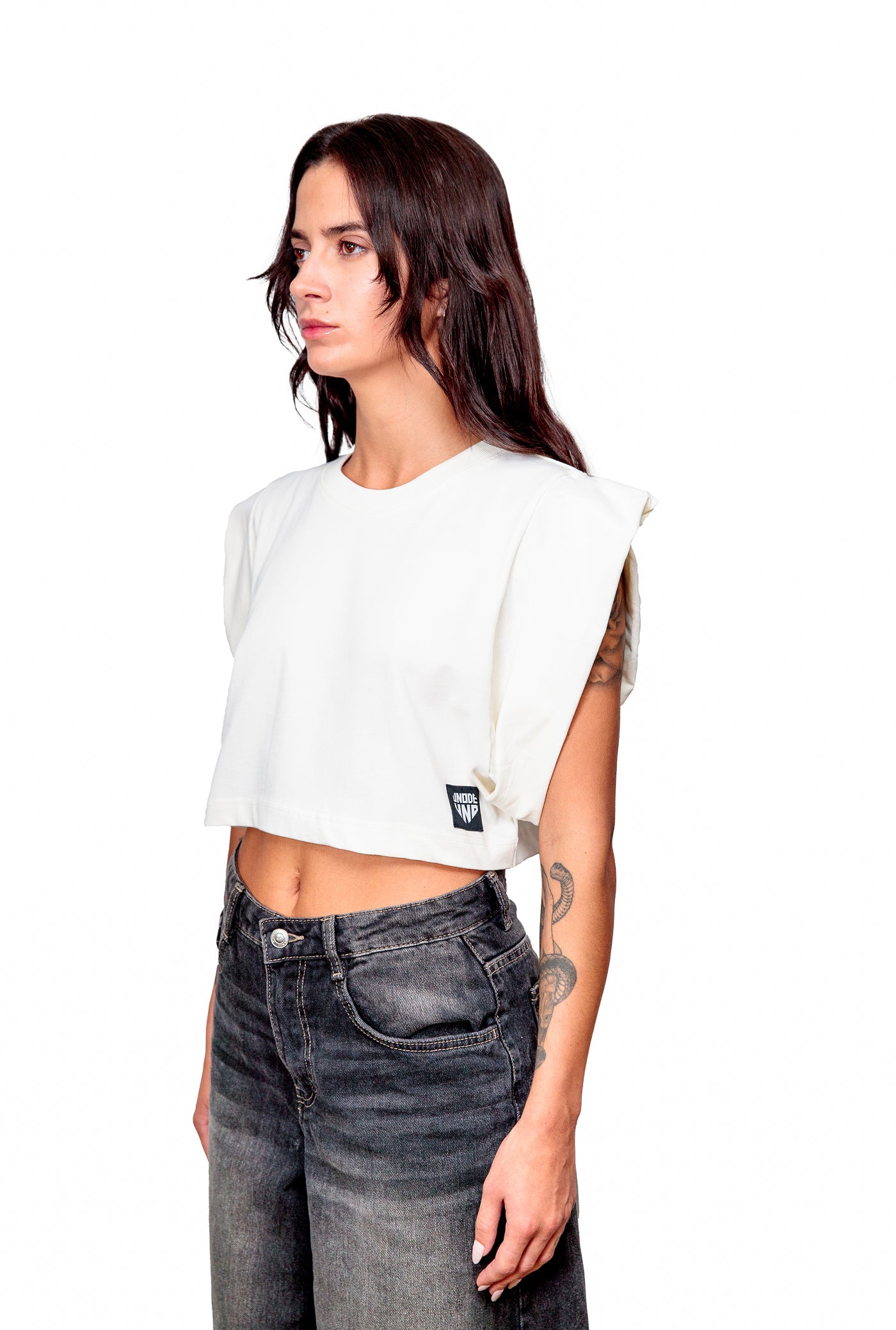 Off-white Cotton Top Crop T-Shirt