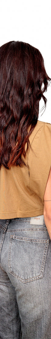 Camel Cotton Crop Top T-Shirt