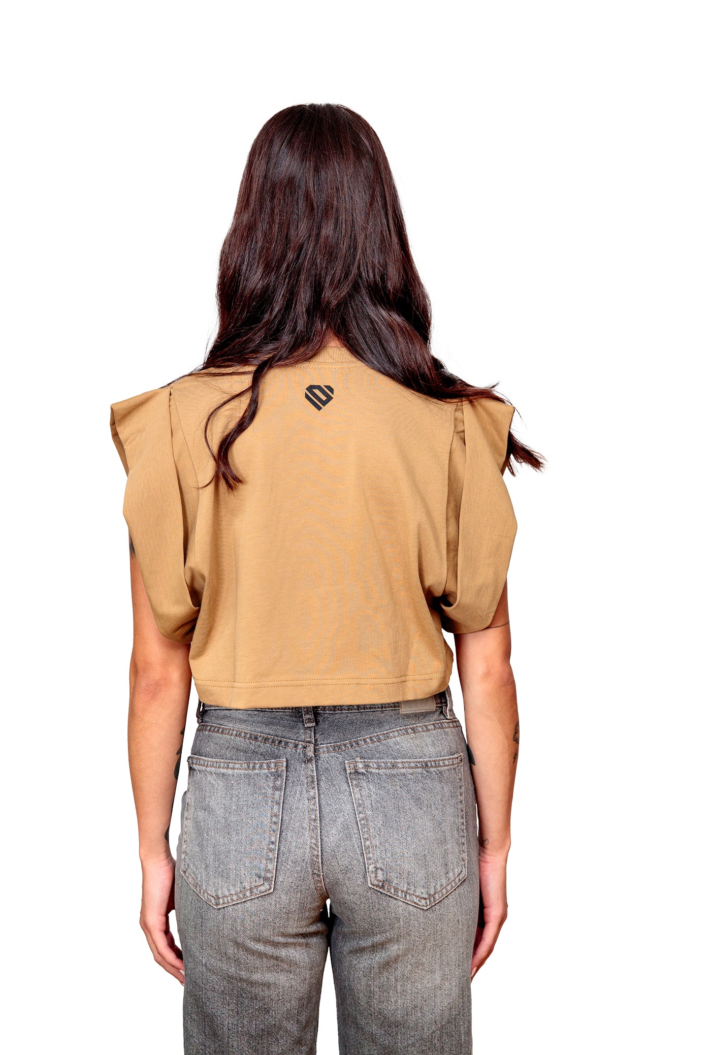 Camel Cotton Crop Top T-Shirt