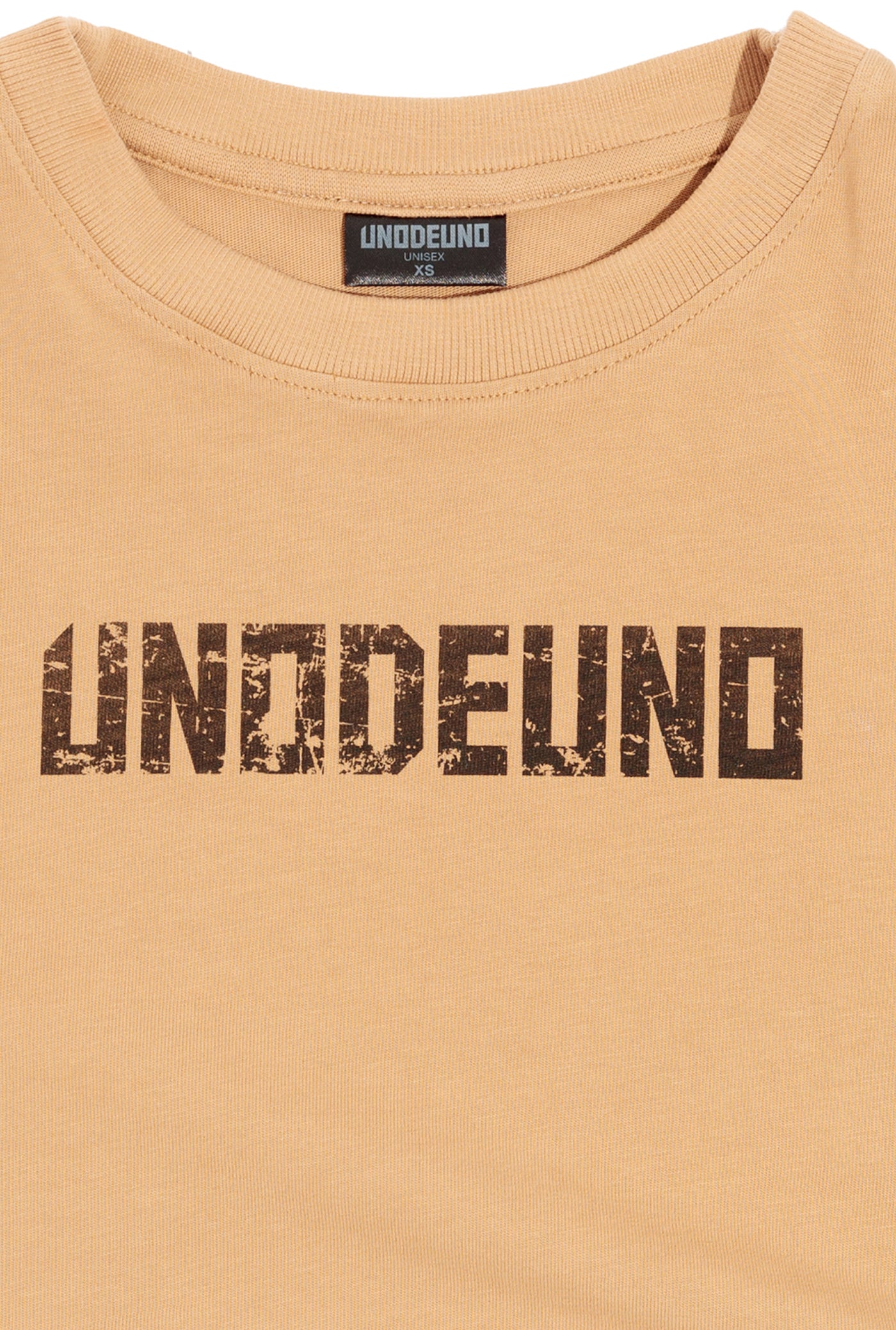 Camel Cotton Black Printed Top Crop T-Shirt